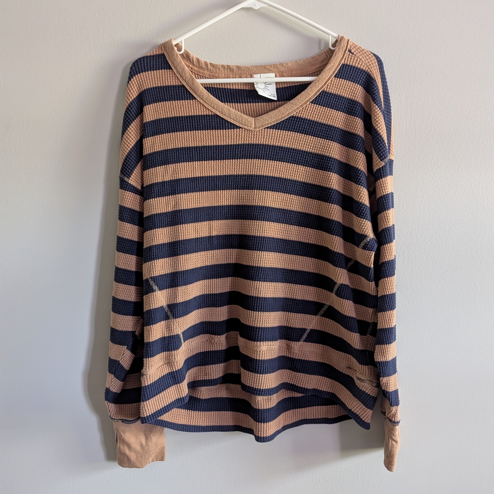 Aerie Offline Striped V-Neck Sweater